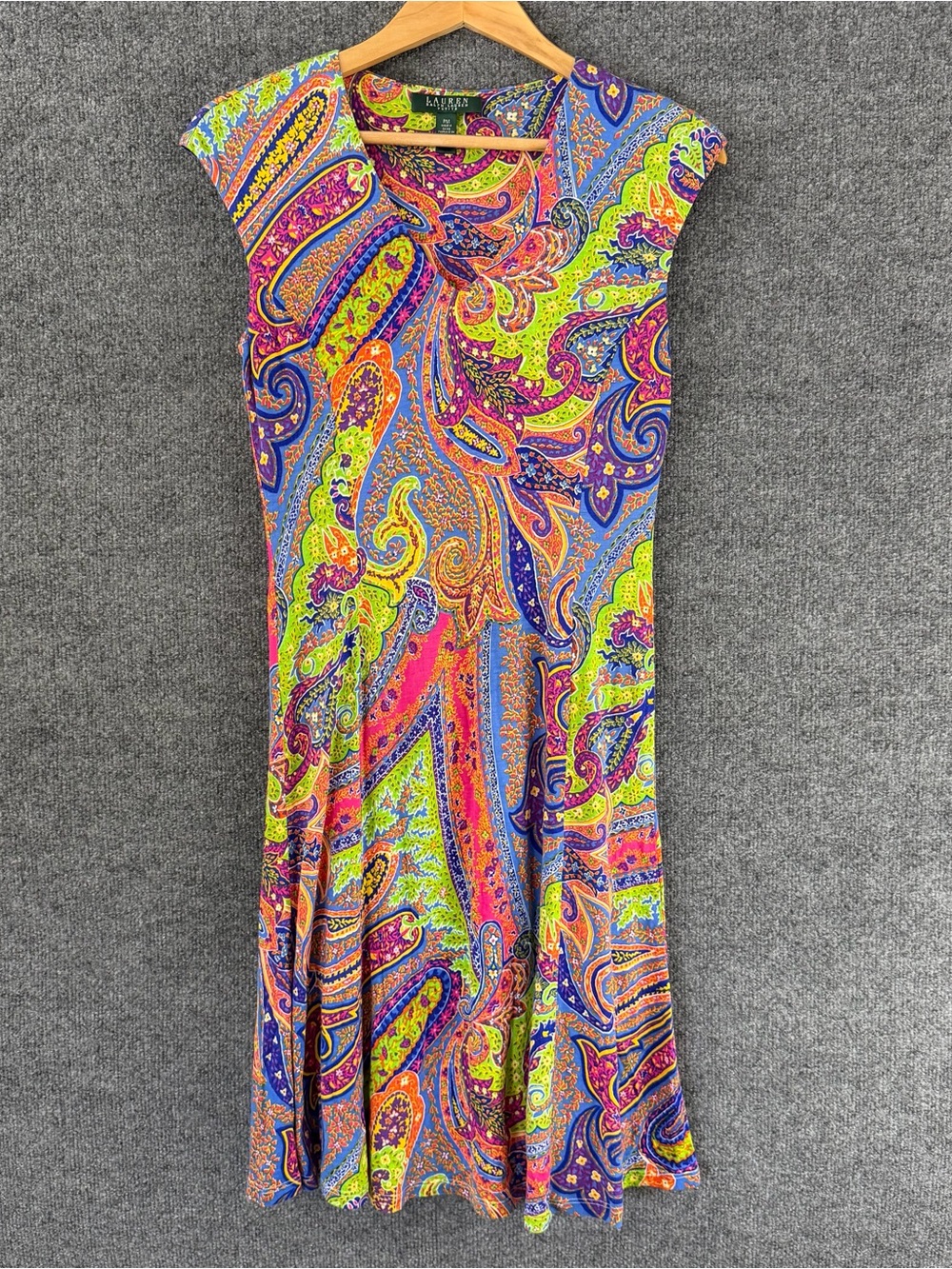 Lauren Ralph Lauren Womens Multicolor Paisley Dress Size Medium Petite Vacation
